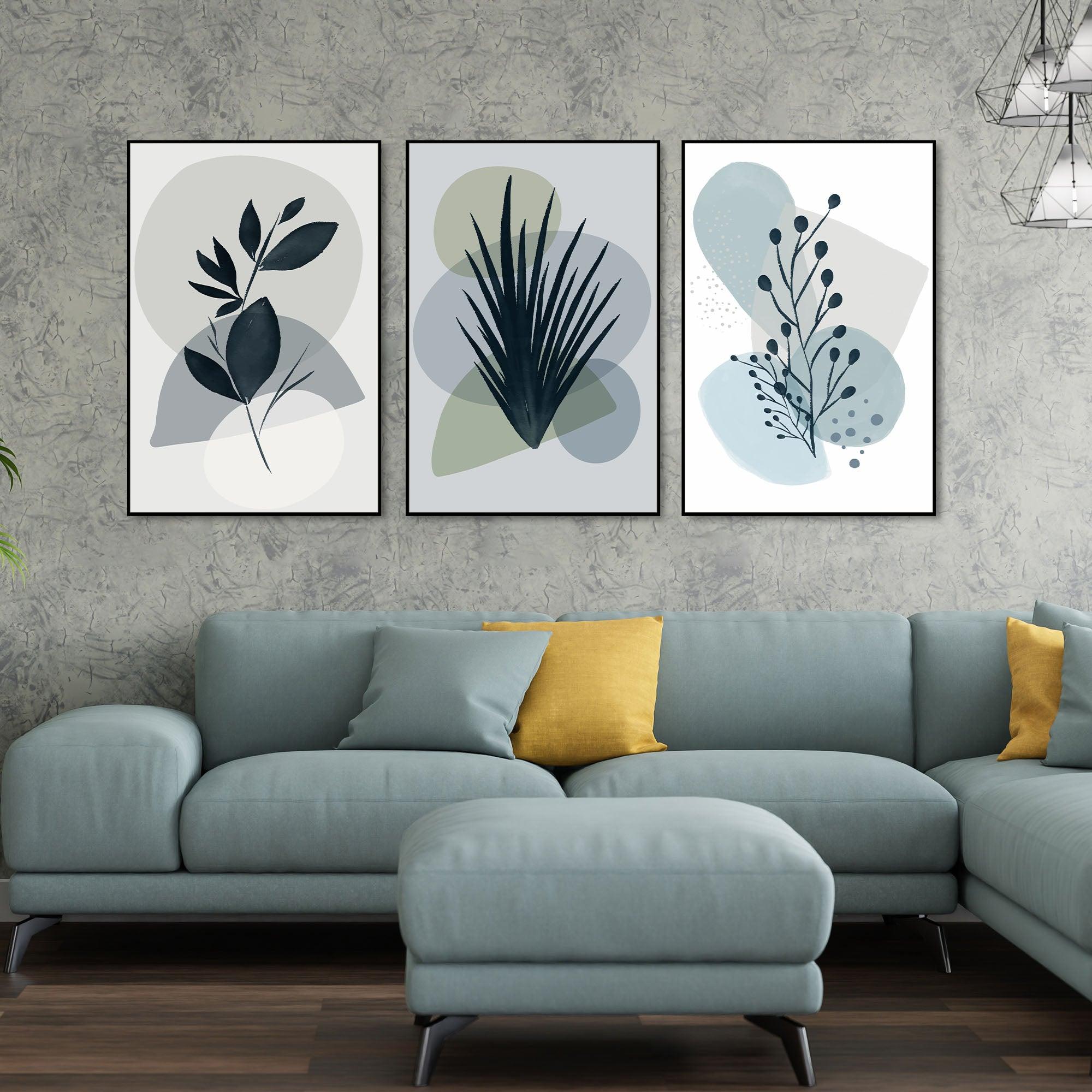 Plants Floating Canvas Wall Painting Set of Three - Decor Mantra 