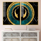 Golden Fish Acrylic Floating Wall Painting Set of 2 - Decor Mantra 