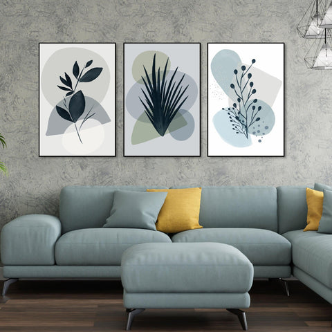 Plants Floating Canvas Wall Painting Set of Three - Decor Mantra 