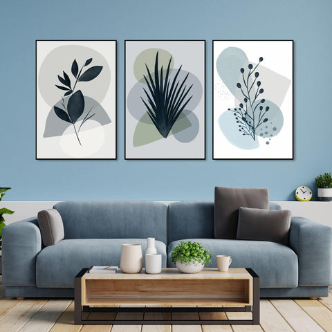 Plants Floating Canvas Wall Painting Set of Three - Decor Mantra 