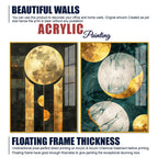 Abstract Golden Textured Shape Art Acrylic Floating Wall Painting Set Of 2 - Decor Mantra 