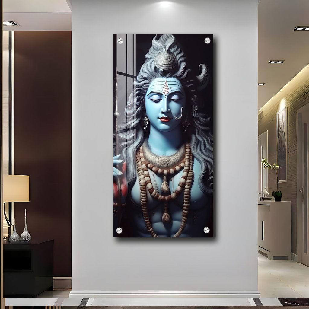 Blessed Shiv Shambhu Premium Acrylic Vertical Wall Art - Decor Mantra 