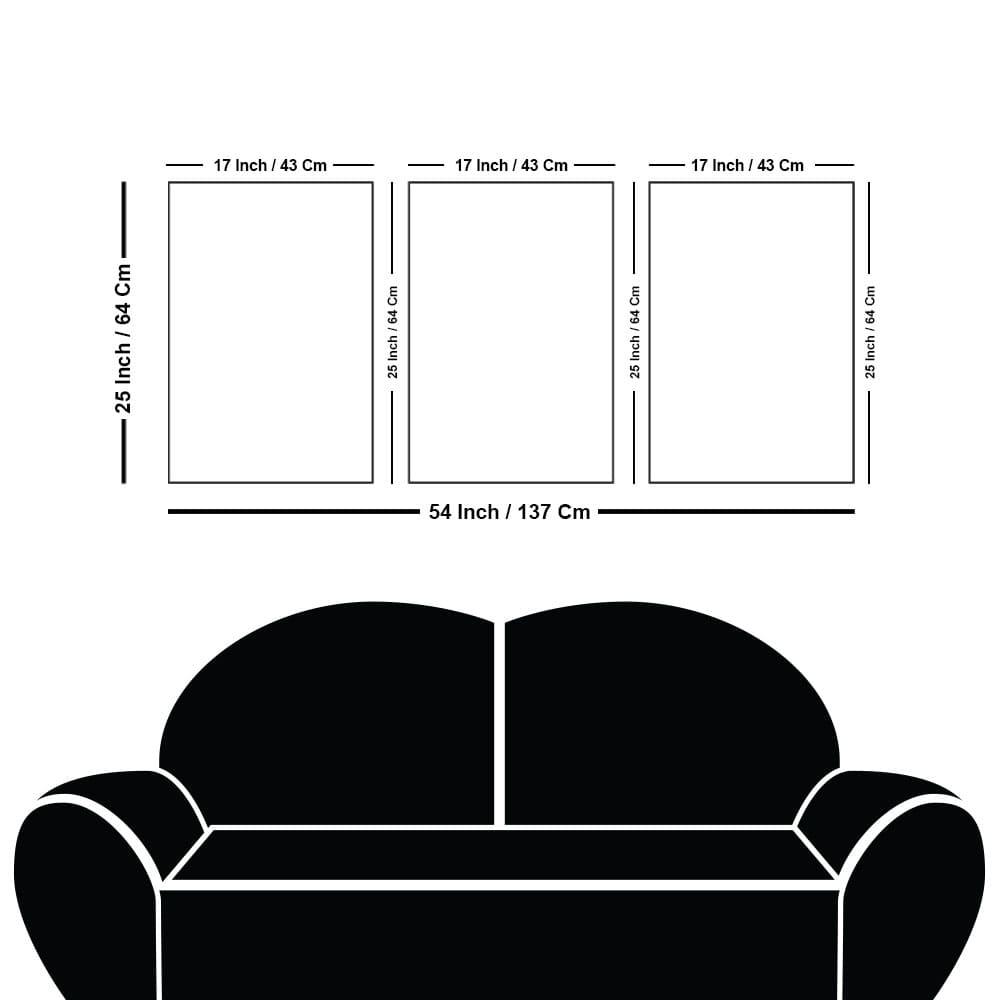 Golden Trees with Beautiful Sunrise Premium Floating Canvas Wall Painting Set of Three - Decor Mantra 