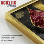 Green and Red Leaf Shape Acrylic Floating Wall Painting Set of 2 - Decor Mantra 