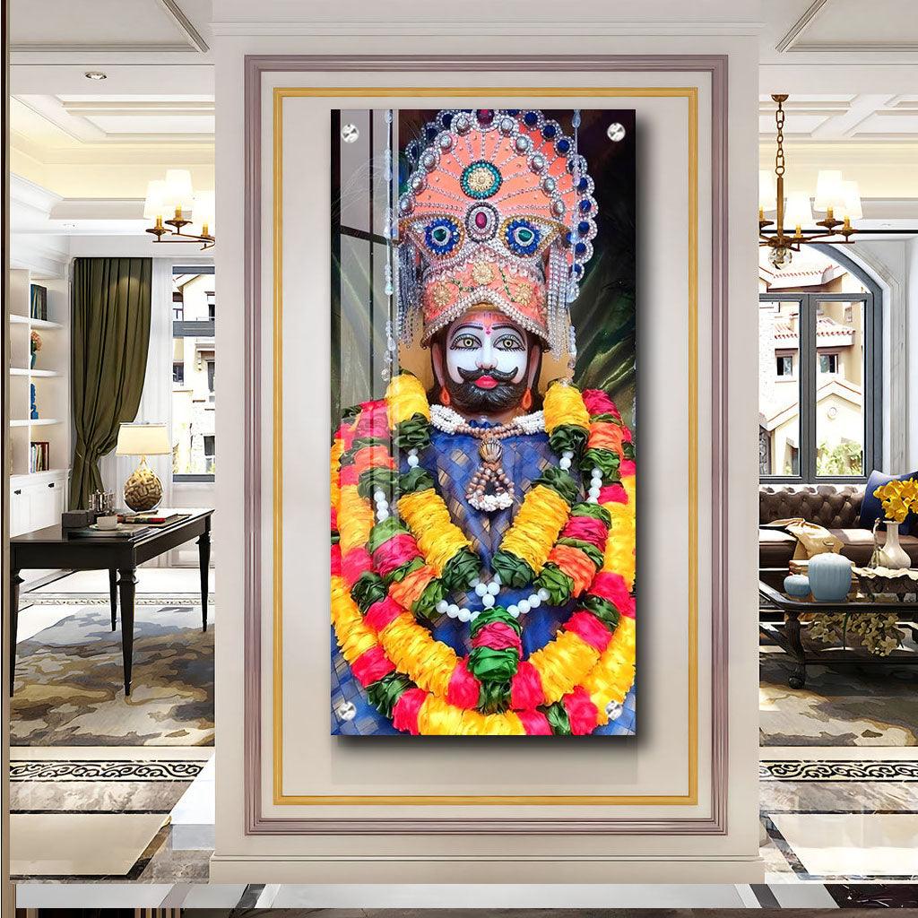 Divine Khatu Shyam Baba Premium Acrylic Vertical Wall Art - Decor Mantra 