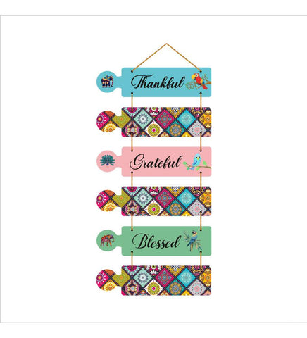 Thankful Quotes Decorative Wall Art Mdf Wooden Wall Hanger For Living Room|Quotes Decor Items|Wood (Wh_6003N),Set Of 6 - Decor Mantra 