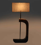 Elegant White Fabric Shade Lamp with Brown and Black Base DECORMANTRA