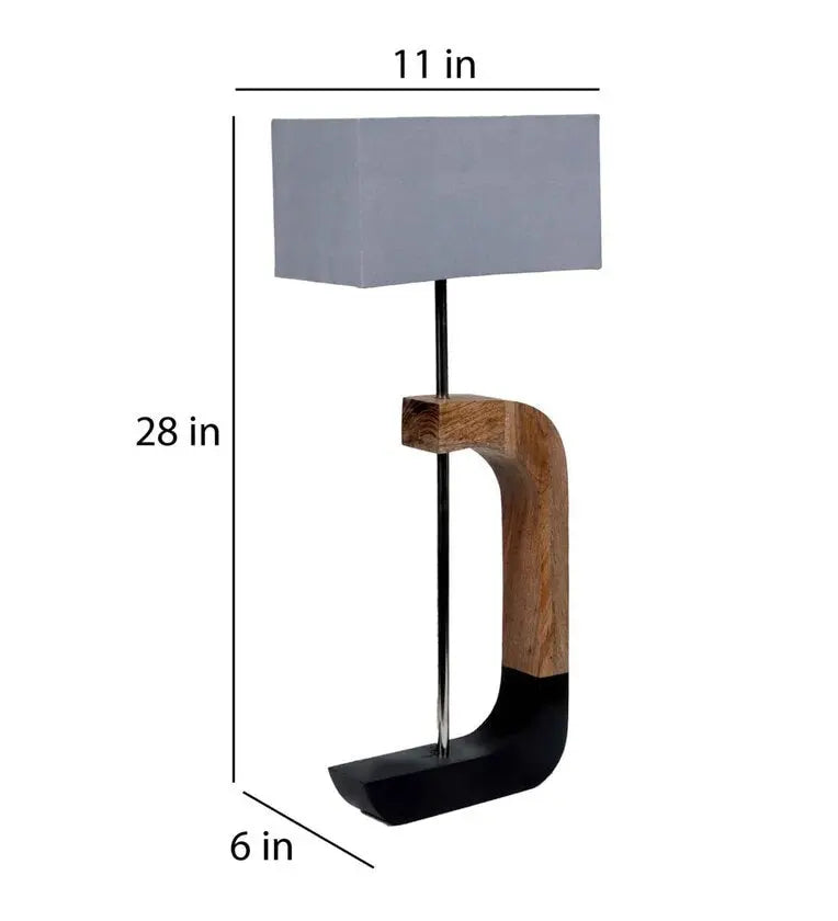 Elegant White Fabric Shade Lamp with Brown and Black Base DECORMANTRA