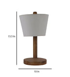 Stylish White Fabric Shade Table Lamp with Natural Base DECORMANTRA