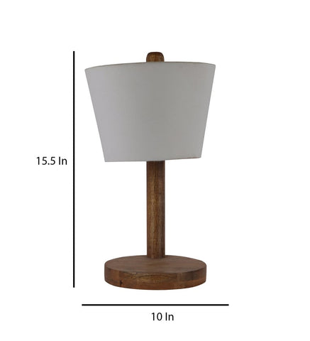 Stylish White Fabric Shade Table Lamp with Natural Base