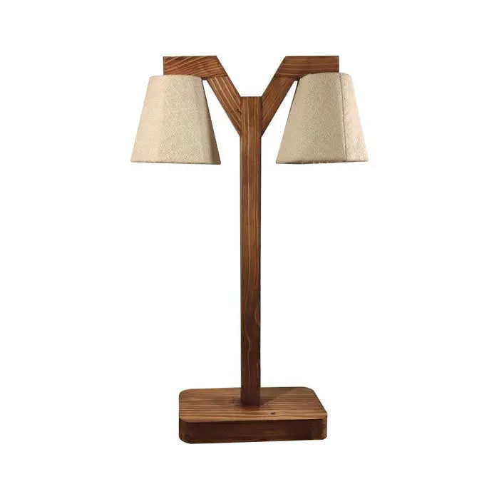 Table Lamp with Jute Shade and Wooden Brown Base DECORMANTRA