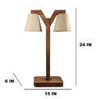 Table Lamp with Jute Shade and Wooden Brown Base DECORMANTRA