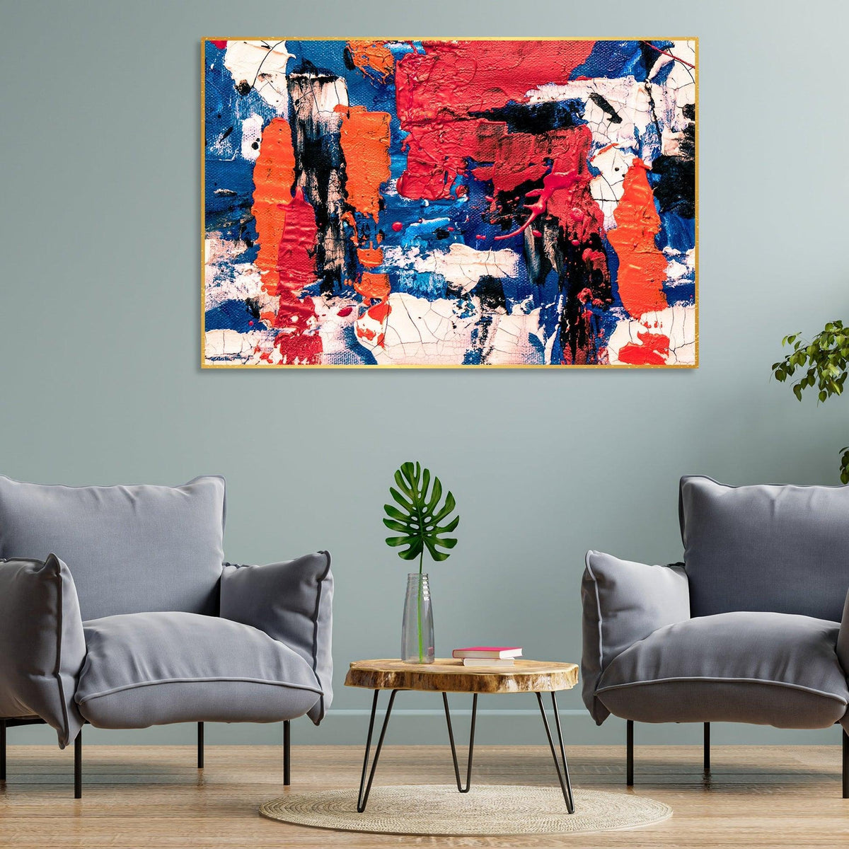 Colorful Abstract Art Wall Painting Floating Canvas - Decor Mantra 