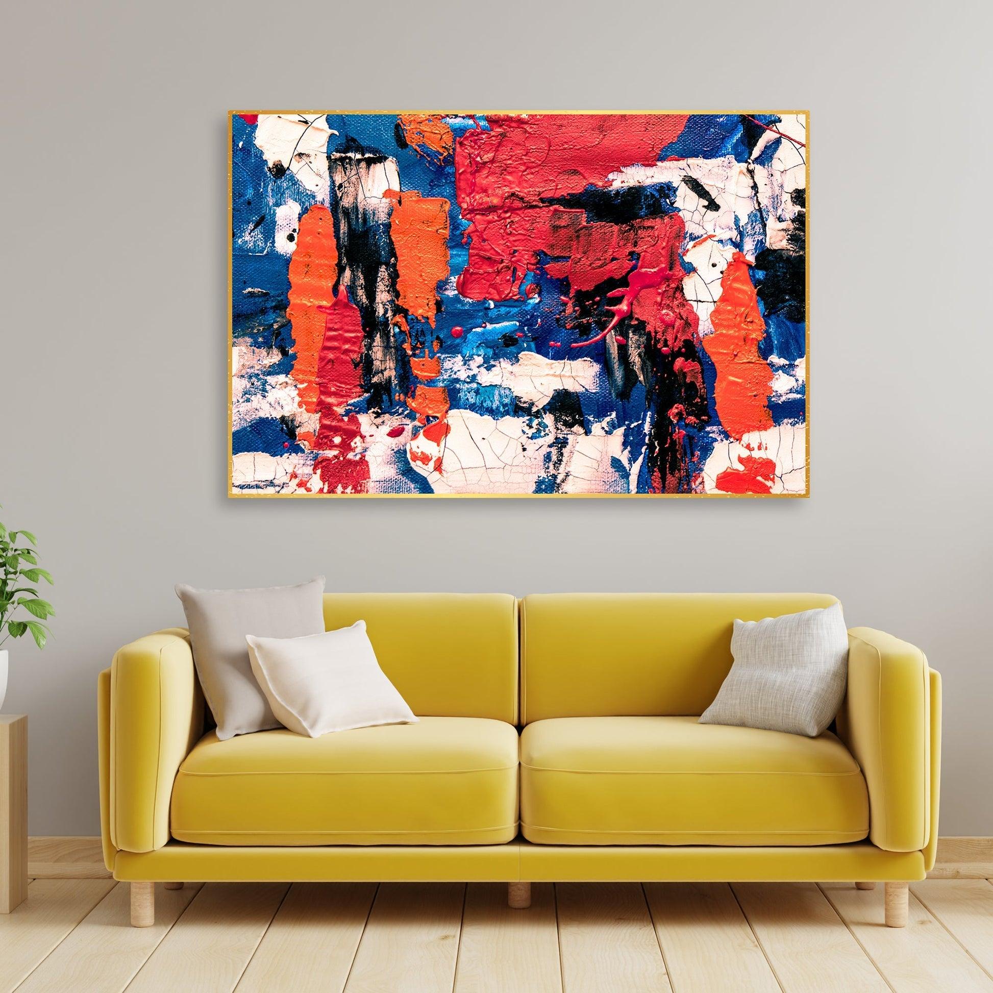 Colorful Abstract Art Wall Painting Floating Canvas - Decor Mantra 