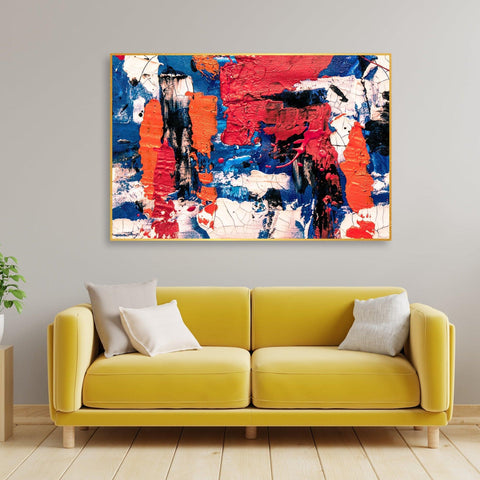 Colorful Abstract Art Wall Painting Floating Canvas - Decor Mantra 
