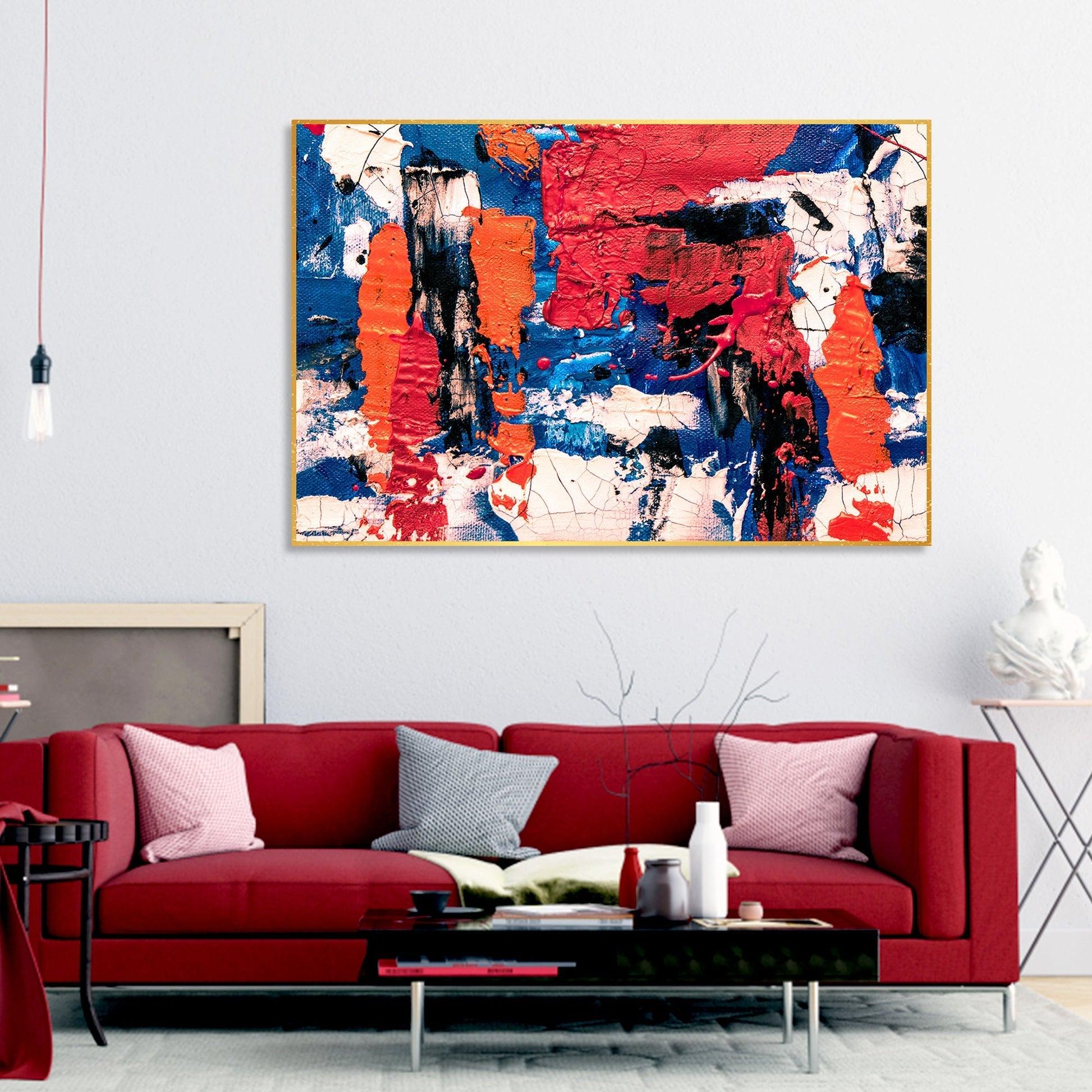 Colorful Abstract Art Wall Painting Floating Canvas - Decor Mantra 