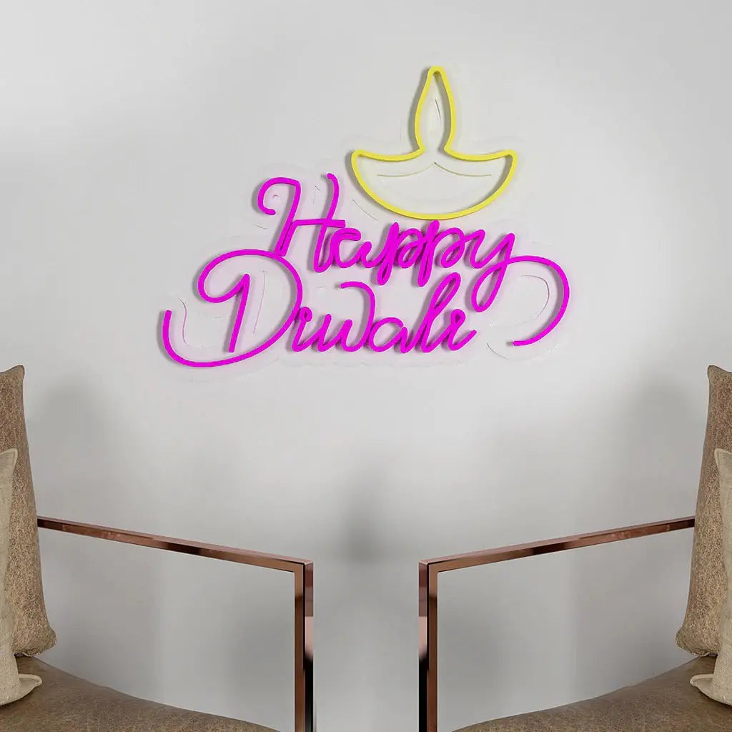 Happy Diwali Design Neon LED Light DECORMANTRA