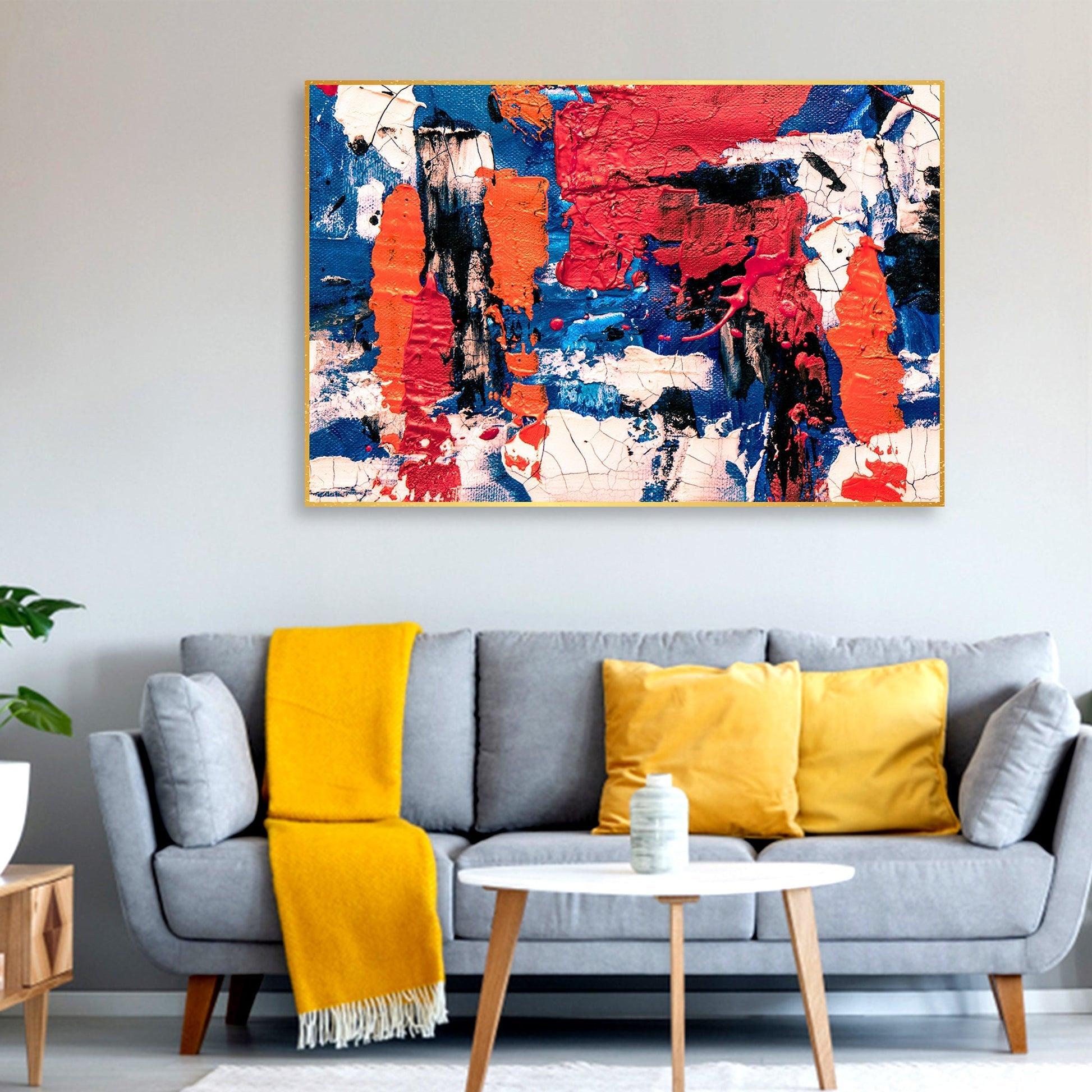 Colorful Abstract Art Wall Painting Floating Canvas - Decor Mantra 