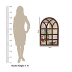 Arched Motif Window Frame Wooden Mirror - Decor Mantra 