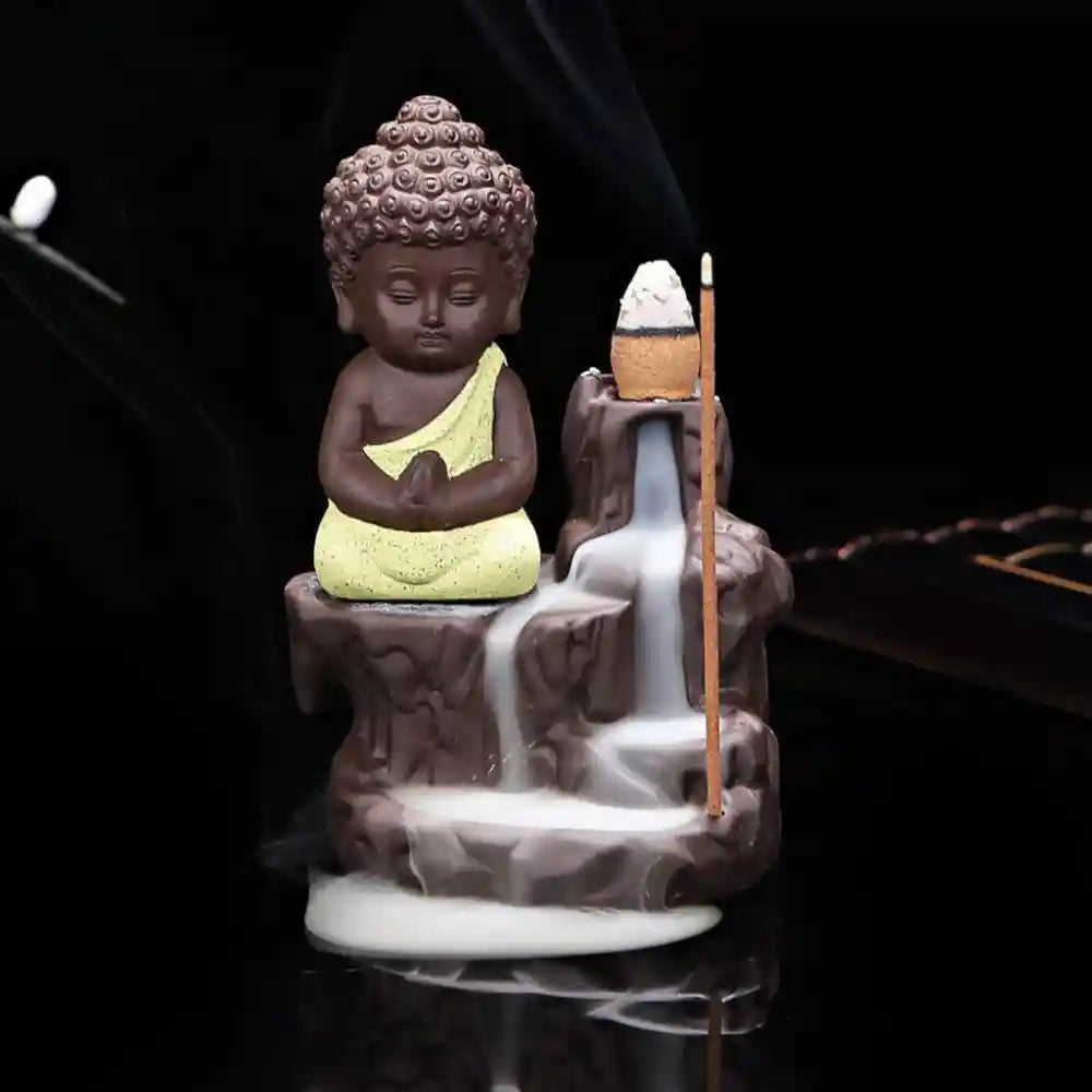 Meditating Monk Buddha Idol Smoke Backflow Incense Holder - Harshita Craft