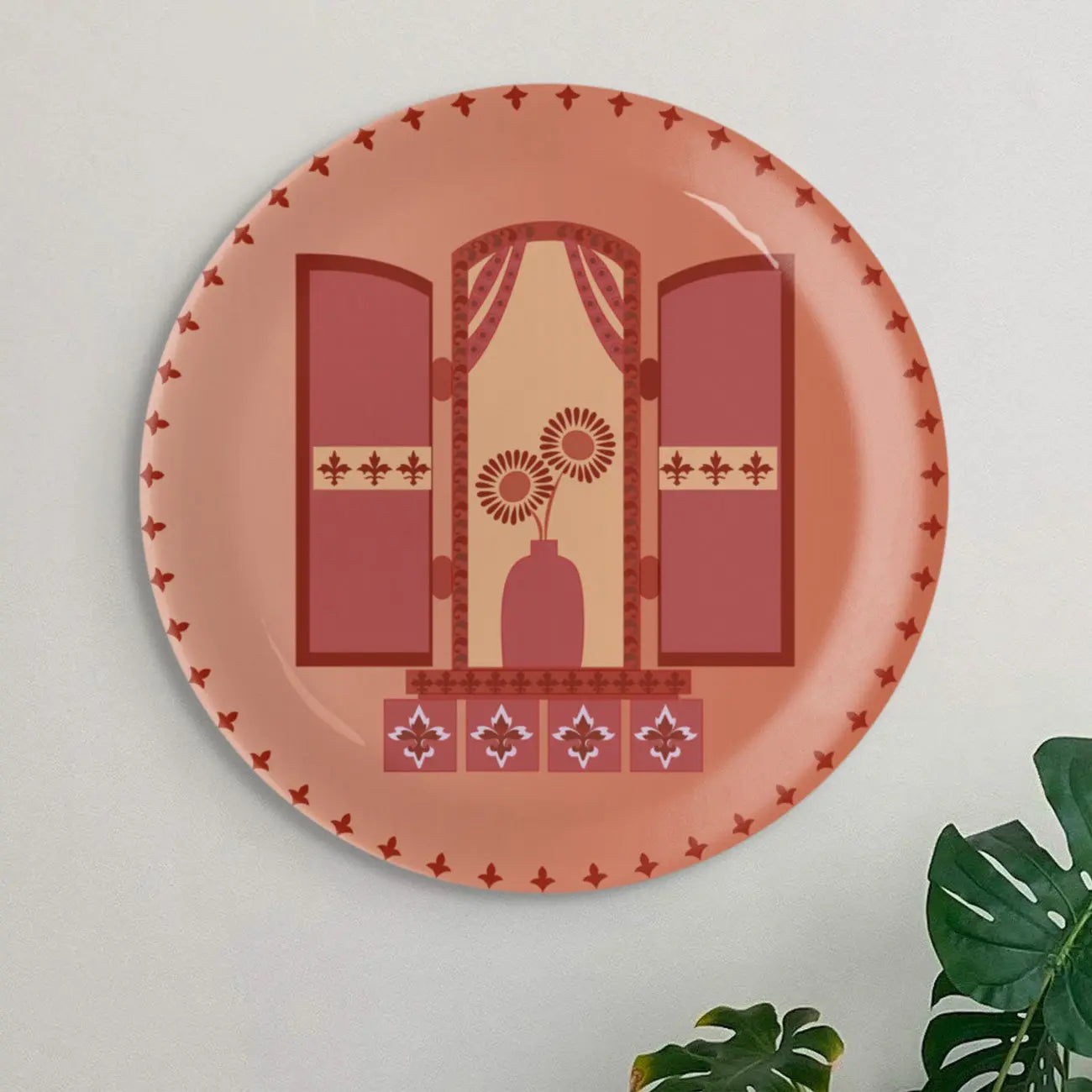 Vibrant Bohemian Art for Spaces window daisy porcelain plate - Harshita Craft