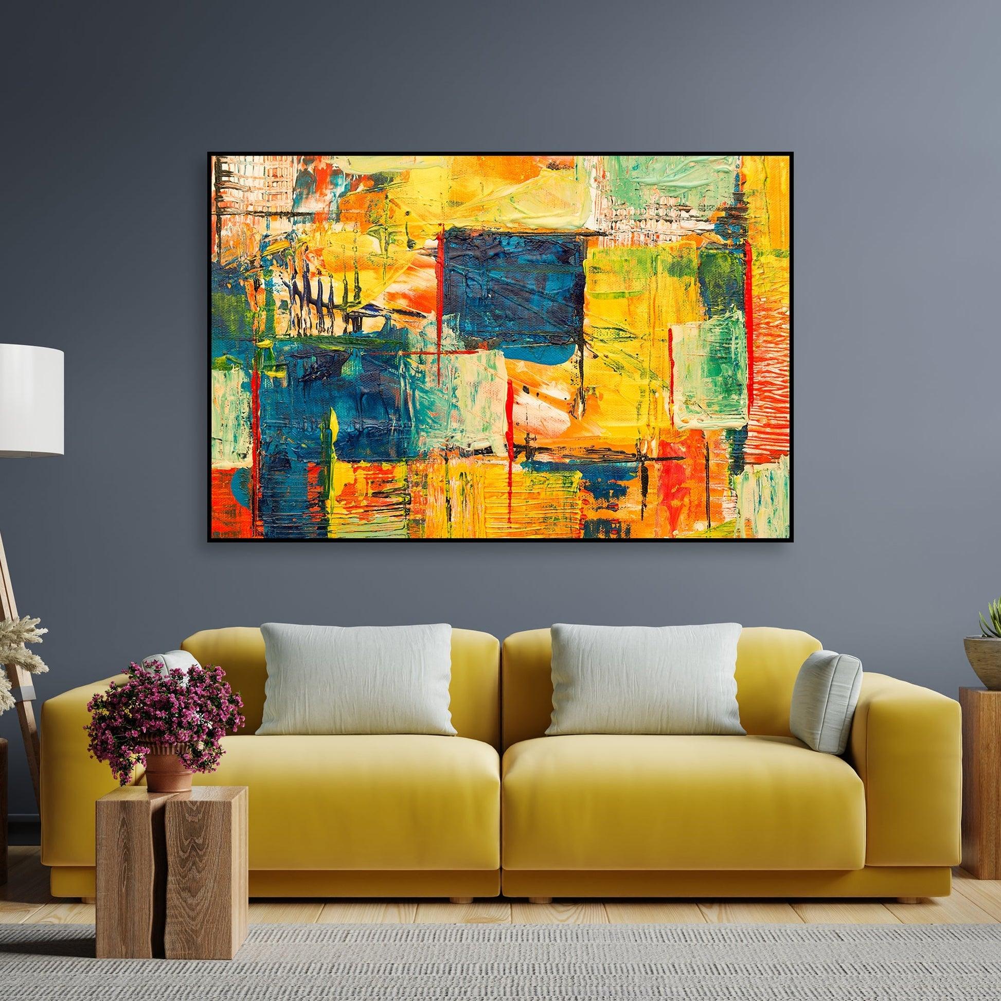Abstract Art Wall Painting Floating Canvas - Decor Mantra 