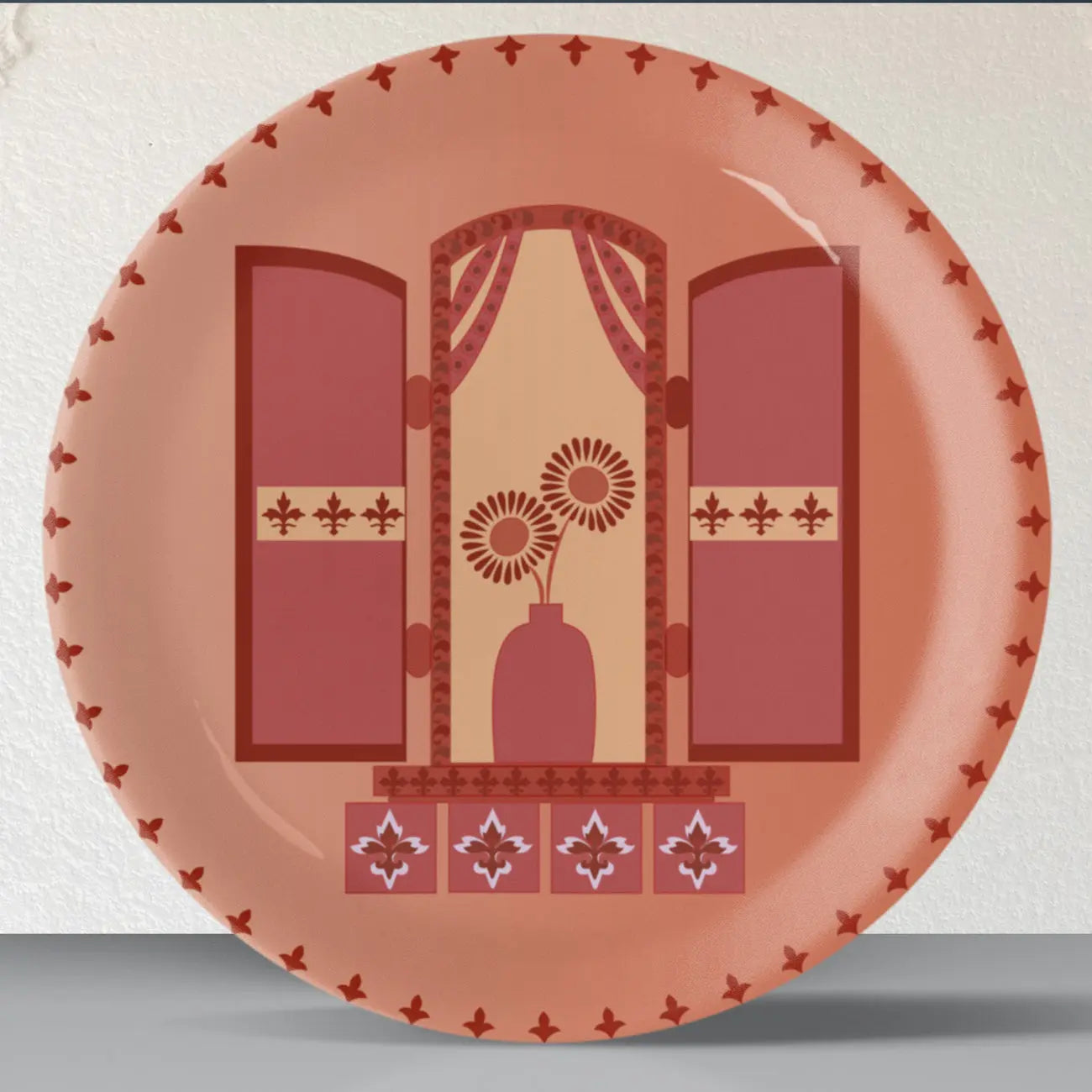 Vibrant Bohemian Art for Spaces window daisy porcelain plate - Harshita Craft