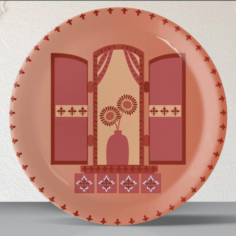 Vibrant Bohemian Art for Spaces window daisy porcelain plate
