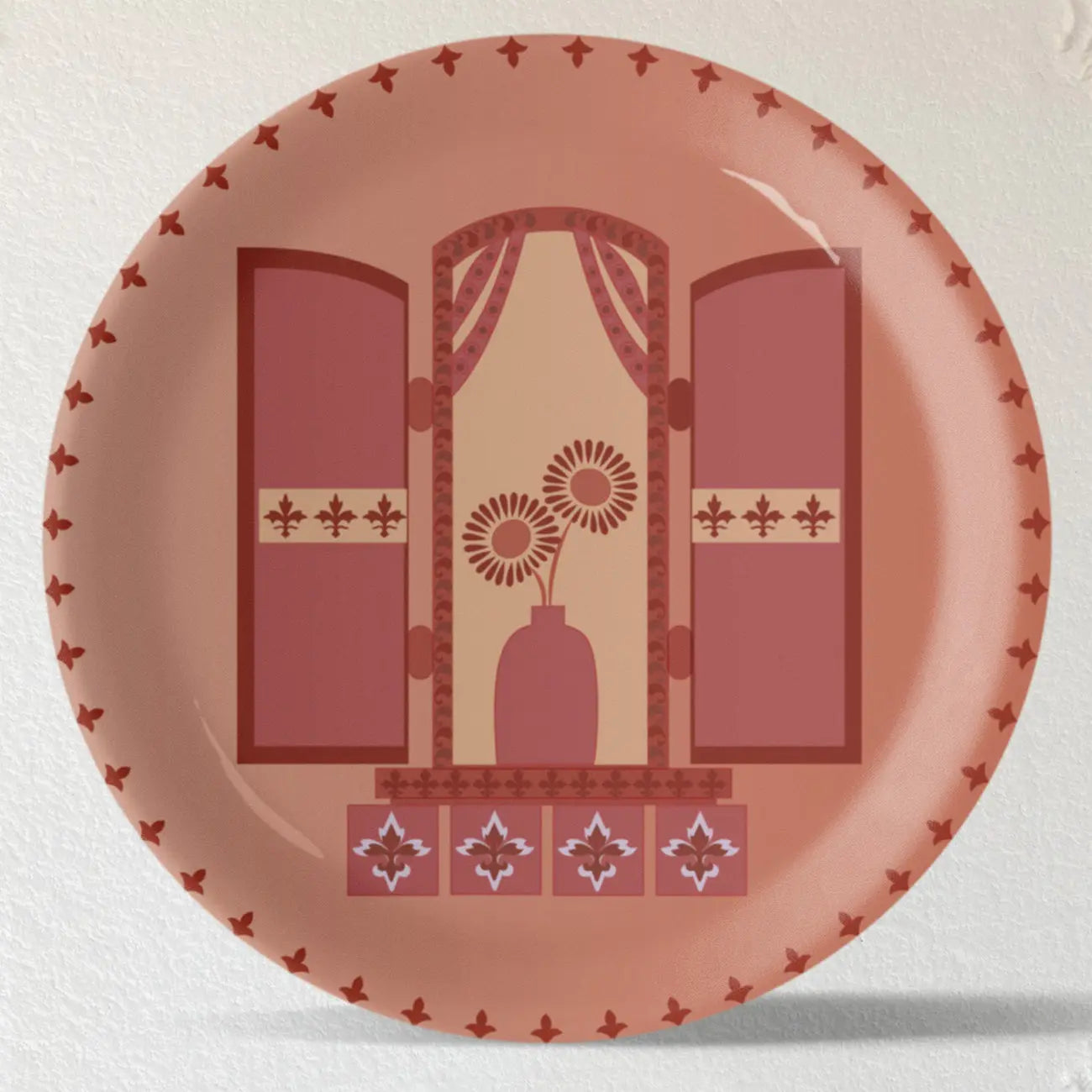 Vibrant Bohemian Art for Spaces window daisy porcelain plate - Harshita Craft