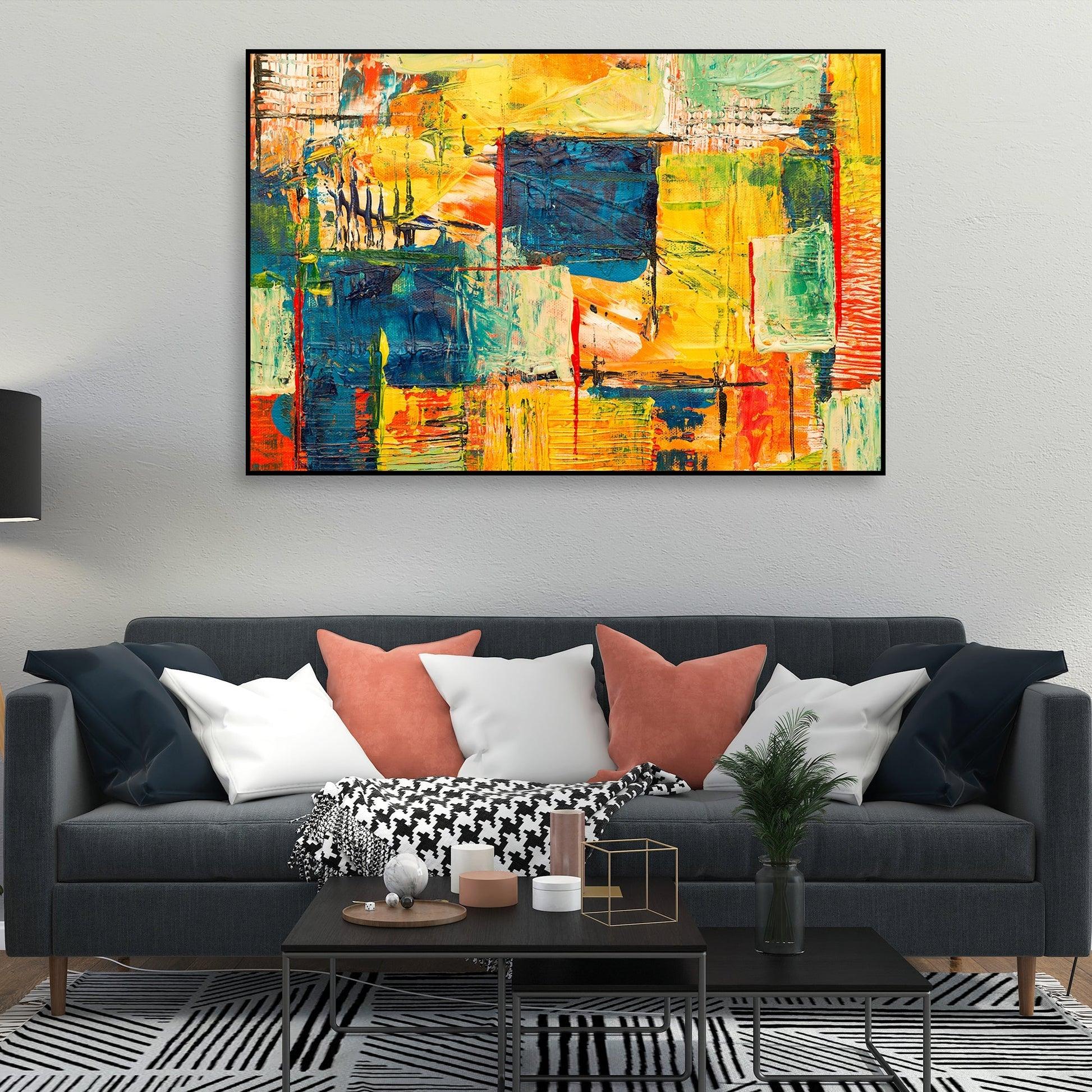 Abstract Art Wall Painting Floating Canvas - Decor Mantra 