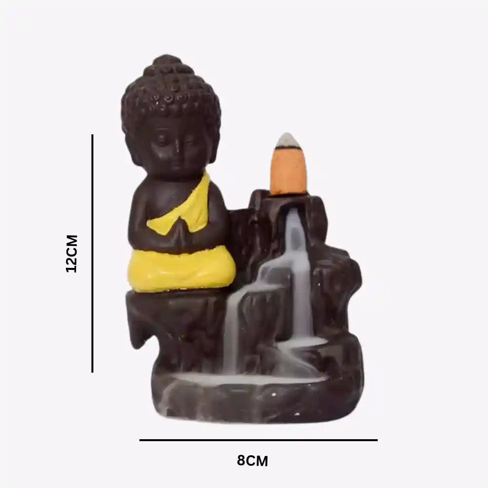Meditating Monk Buddha Idol Smoke Backflow Incense Holder - Harshita Craft