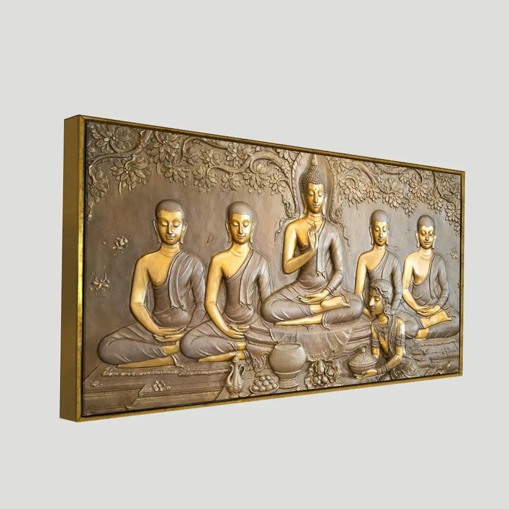 A Premium Golden Buddha Spiritual Canvas Wall Painting - Harshita Craft