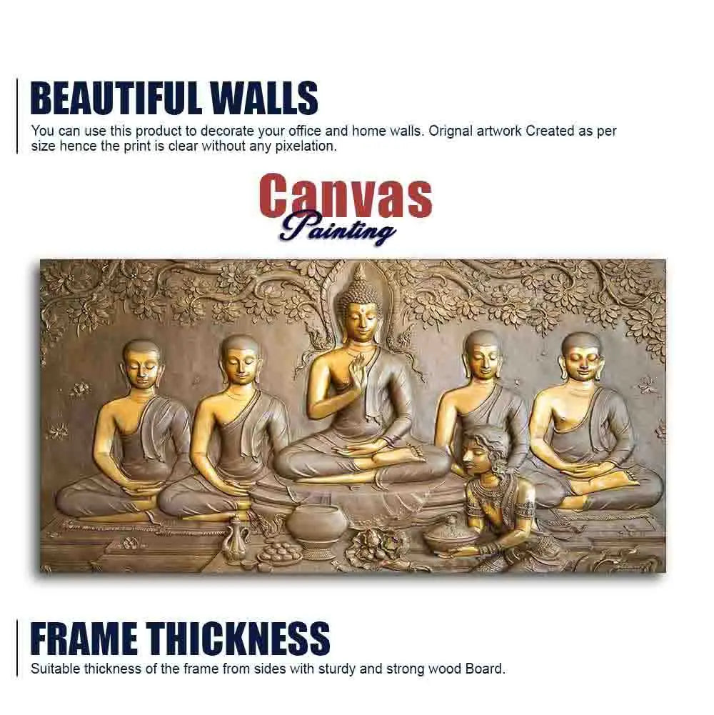 A Premium Golden Buddha Spiritual Canvas Wall Painting - Harshita Craft