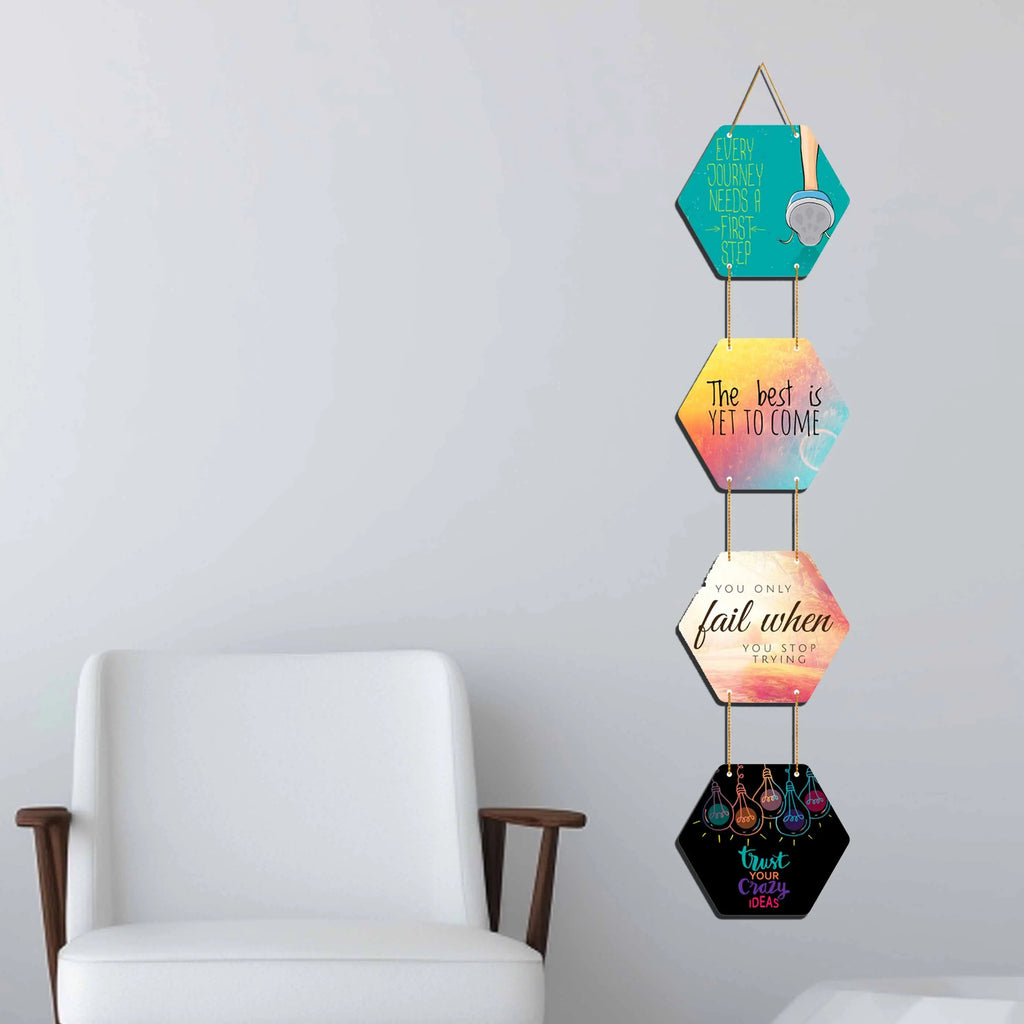 Positive Quote Wooden Wall Hanger for Home | Office | Living Room | Gift | Decorative Items for Home Wall | Home Decor Hanging Items | Office Decor Accessories | Art Items - Harshita Craft
