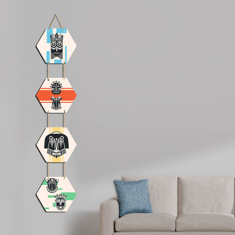 Tiki Masks Decorative Wooden Wall Hanging Art Decor Item for Home