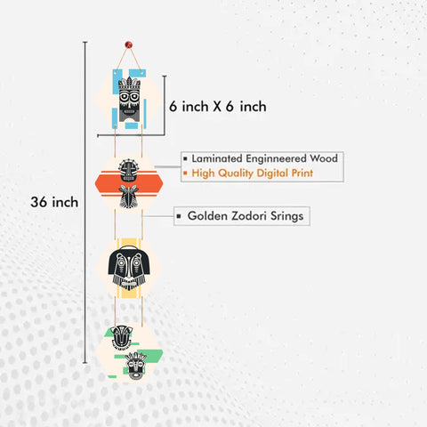 Tiki Masks Decorative Wooden Wall Hanging Art Decor Item for Home