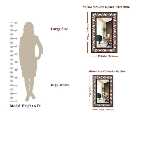 Beautiful Antique Rectangle Vanity Wooden Mirror with Walnut Finish - Decor Mantra 