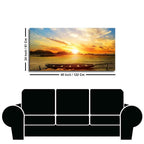 Beautiful Canvas Wall Painting of Boat on Beach & Sunset
