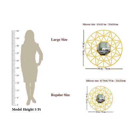 Beautiful Decorative Vanity Wooden Mirror with Golden Finish Frame - Decor Mantra 