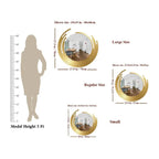 Beautiful Decorative Wooden Wall Mirror Round Shape with Golden Finish Frame - Decor Mantra 