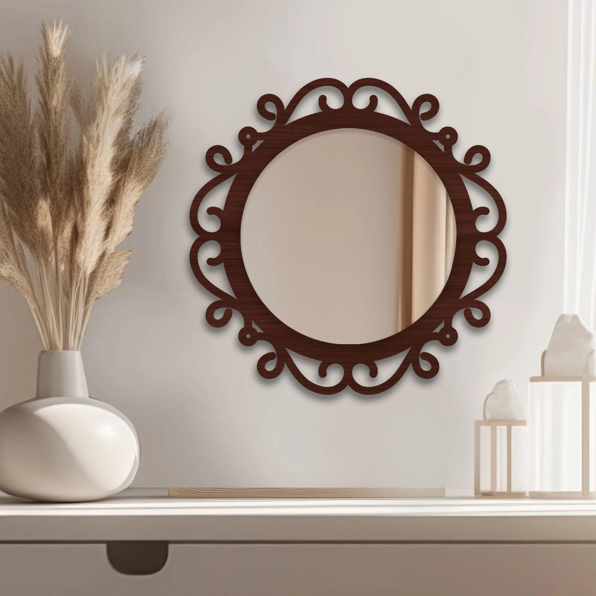 Beautiful Elegance Designer Wooden Frame Wall Mirror - Decor Mantra 