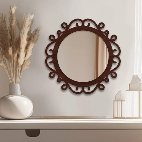 Beautiful Elegance Designer Wooden Frame Wall Mirror - Decor Mantra 