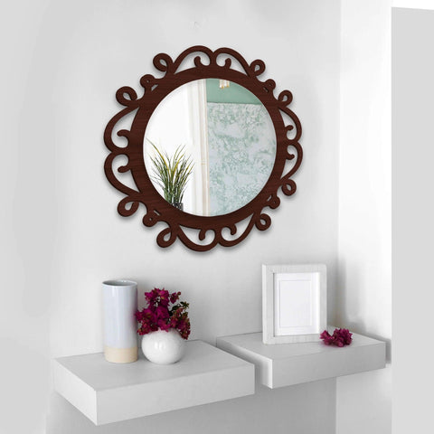 Beautiful Elegance Designer Wooden Frame Wall Mirror - Decor Mantra 