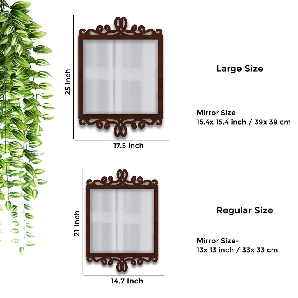 Beautiful Elegance Square Shape Designer Wooden Frame Wall Mirror - Decor Mantra 