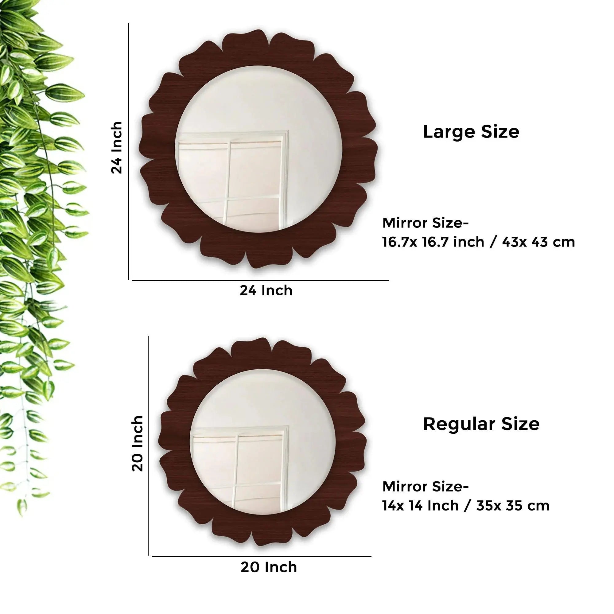 Beautiful Floral Flower Shape Design Art Wooden Wall Mirror - Decor Mantra 
