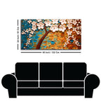 Beautiful Floral Tree Art with White Flower Premium Canvas Wall Painting