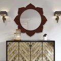 Beautiful Flower Shape Designer Wooden Wall Mirror - Decor Mantra 