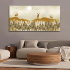 Beautiful Golden Deers Premium Canvas Wall Painting Harshita Crafts