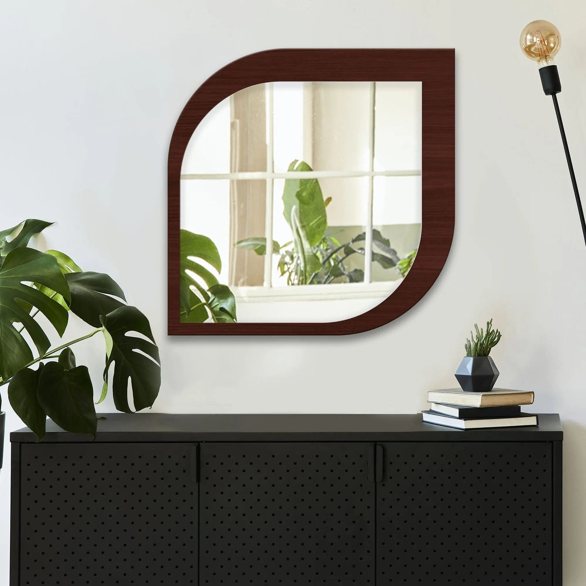 Beautiful Leaf Shape Design Decorative Wooden Wall Mirror - Decor Mantra 