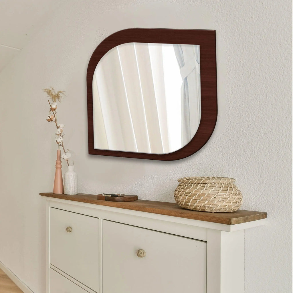 Beautiful Leaf Shape Design Decorative Wooden Wall Mirror - Decor Mantra 
